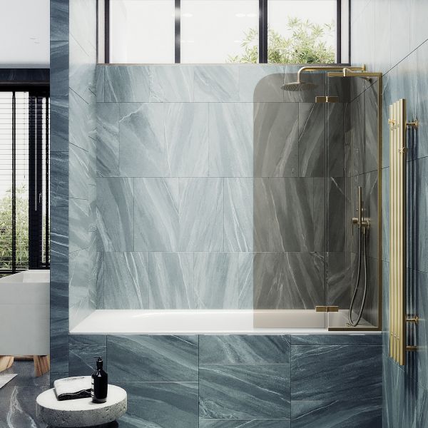 Шторка на ванну MaybahGlass MGV-916-3 99см золото