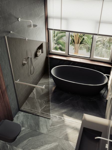 Душевая перегородка MaybahGlass MGD-727-5у 79см хром матовый