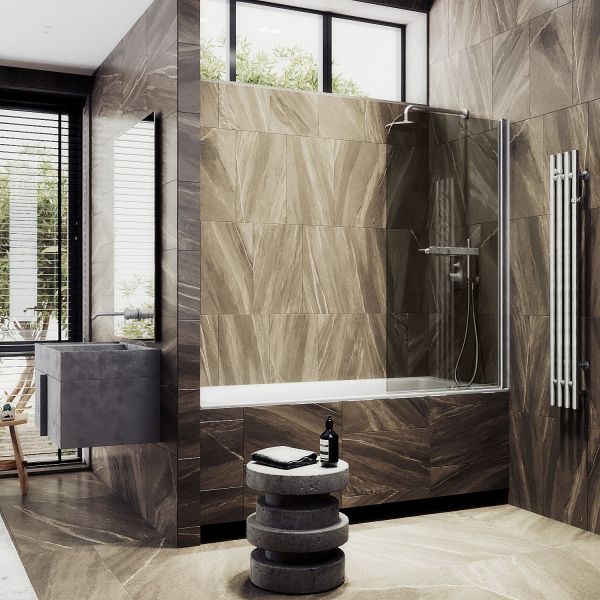 Шторка на ванну MaybahGlass MGV-789-5 80см хром матовый