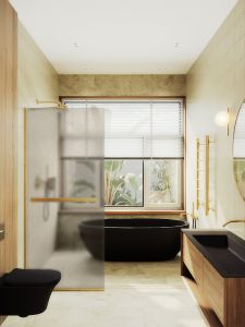 Душевая перегородка MaybahGlass MGD-728-3у 79см золото