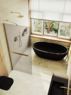 Душевая перегородка MaybahGlass MGD-728-3ш 79см золото Душевая перегородка MaybahGlass MGD-728-3ш 79см золото