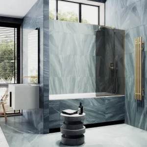 Шторка на ванну MaybahGlass MGV-134-3у 44см золото