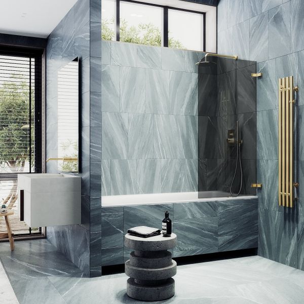 Шторка на ванну MaybahGlass MGV-651-3 40см золото