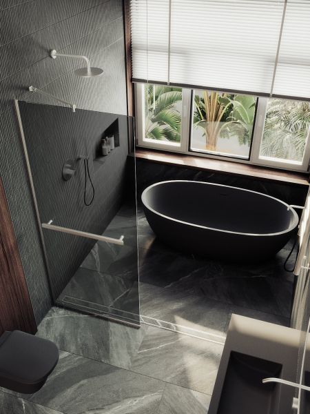 Душевая перегородка MaybahGlass MGD-729-5у 79см хром матовый