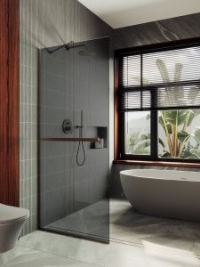 Душевая перегородка MaybahGlass MGD-729-2у 79см бронза
