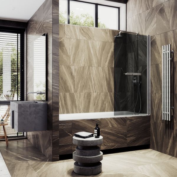 Шторка на ванну MaybahGlass MGV-785-5 70см хром матовый