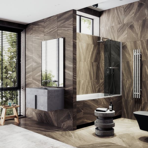 Шторка на ванну MaybahGlass MGV-791-5 80см хром матовый