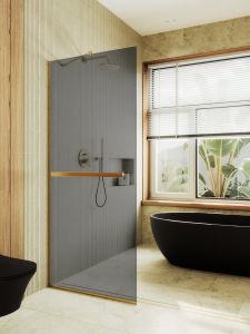 Душевая перегородка MaybahGlass MGD-729-3у 79см золото