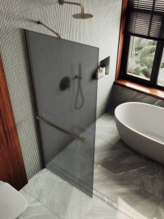 Душевая перегородка MaybahGlass MGD-730-2ш 79см бронза Душевая перегородка MaybahGlass MGD-730-2ш 79см бронза