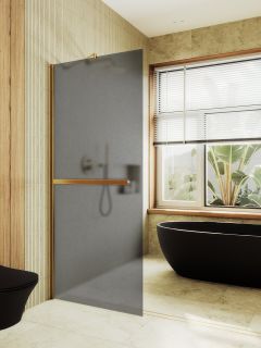 Душевая перегородка MaybahGlass MGD-730-3ш 79см золото Душевая перегородка MaybahGlass MGD-730-3ш 79см золото