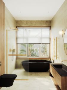 Душевая перегородка MaybahGlass MGD-731-3у 79см золото