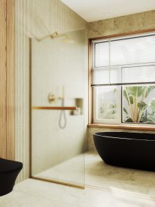 Душевая перегородка MaybahGlass MGD-731-3у 79см золото