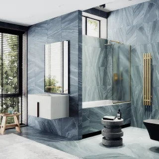 Шторка на ванну MaybahGlass MGV-130-3у 34см золото Шторка на ванну MaybahGlass MGV-130-3у 34см золото