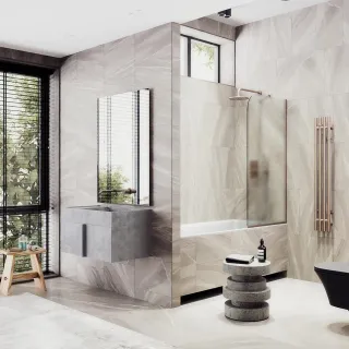 Шторка на ванну MaybahGlass MGV-92-2у 60см бронза Шторка на ванну MaybahGlass MGV-92-2у 60см бронза