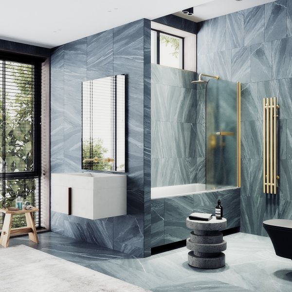 Шторка на ванну MaybahGlass MGV-787-3 70см золото