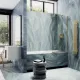 Шторка на ванну MaybahGlass MGV-248-3у 30см золото