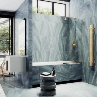 Шторка на ванну MaybahGlass MGV-63-3у 70см золото Шторка на ванну MaybahGlass MGV-63-3у 70см золото