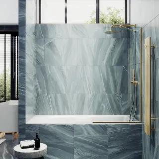 Шторка на ванну MaybahGlass MGV-142-3у 54см золото