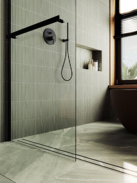 Душевая перегородка MaybahGlass MGD-726-6ш 79см чёрный