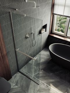 Душевая перегородка MaybahGlass MGD-726-5у 79см хром матовый Душевая перегородка MaybahGlass MGD-726-5у 79см хром матовый