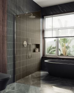 Душевая перегородка MaybahGlass MGD-696-5ш 79см хром матовый