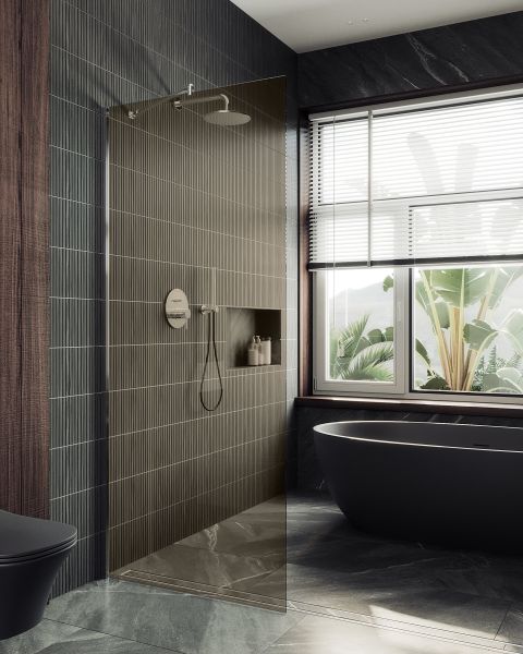 Душевая перегородка MaybahGlass MGD-696-5ш 79см хром матовый
