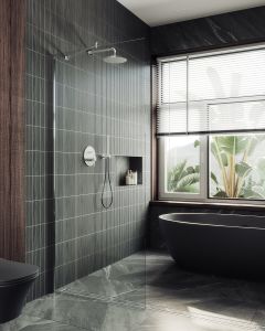 Душевая перегородка MaybahGlass MGD-695-5ш 79см хром матовый