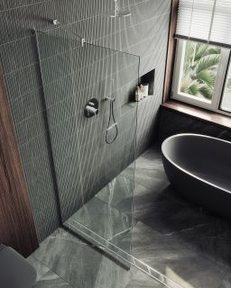 Душевая перегородка MaybahGlass MGD-695-5у 79см хром матовый Душевая перегородка MaybahGlass MGD-695-5у 79см хром матовый