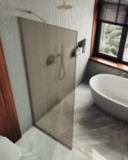 Душевая перегородка MaybahGlass MGD-697-2у 79см бронза Душевая перегородка MaybahGlass MGD-697-2у 79см бронза