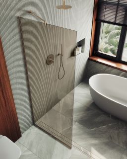 Душевая перегородка MaybahGlass MGD-696-2у 79см бронза Душевая перегородка MaybahGlass MGD-696-2у 79см бронза
