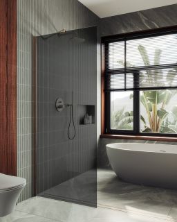 Душевая перегородка MaybahGlass MGD-698-2ш 79см бронза Душевая перегородка MaybahGlass MGD-698-2ш 79см бронза