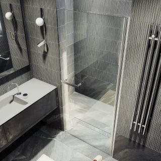 Душевая дверь MaybahGlass MGD-447-5 80см хром матовый/прозрачный