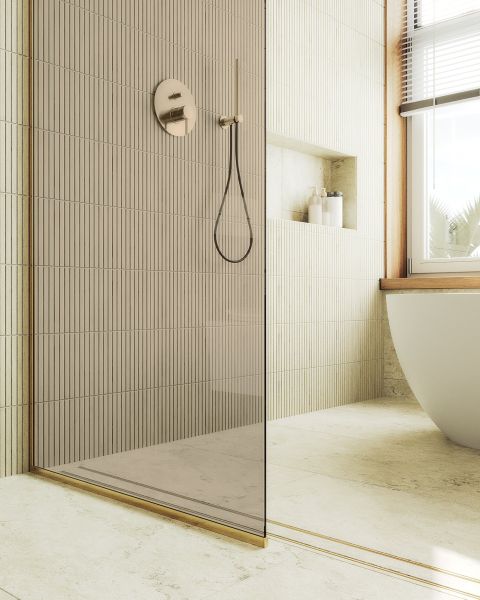Душевая перегородка MaybahGlass MGD-696-3у 79см золото