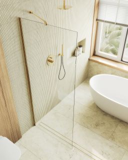 Душевая перегородка MaybahGlass MGD-695-3ш 79см золото Душевая перегородка MaybahGlass MGD-695-3ш 79см золото