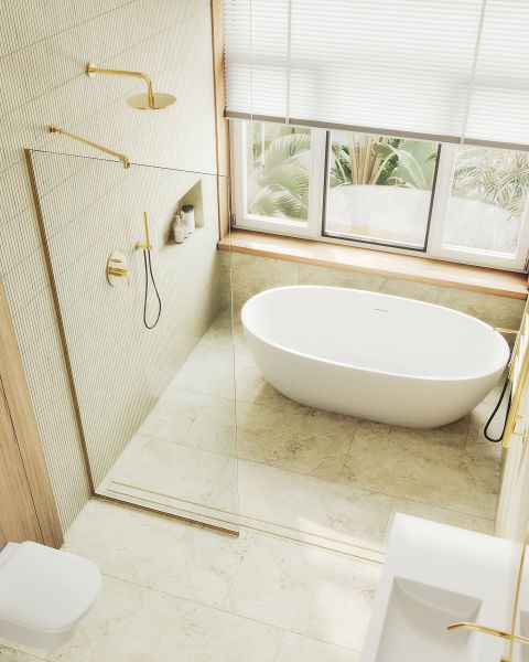 Душевая перегородка MaybahGlass MGD-695-3у 79см золото