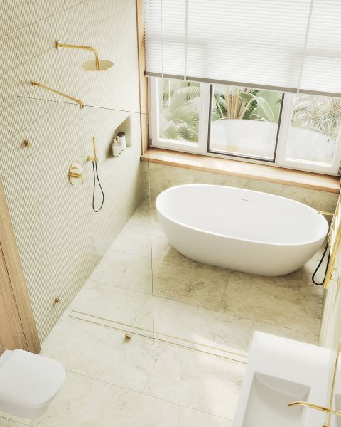 Душевая перегородка MaybahGlass MGD-259-3 79см золото