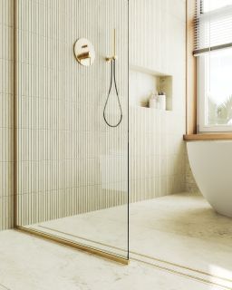 Душевая перегородка MaybahGlass MGD-695-3у 79см золото Душевая перегородка MaybahGlass MGD-695-3у 79см золото