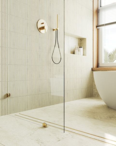 Душевая перегородка MaybahGlass MGD-259-3 79см золото