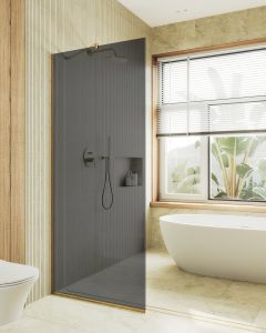 Душевая перегородка MaybahGlass MGD-698-3у 79см золото