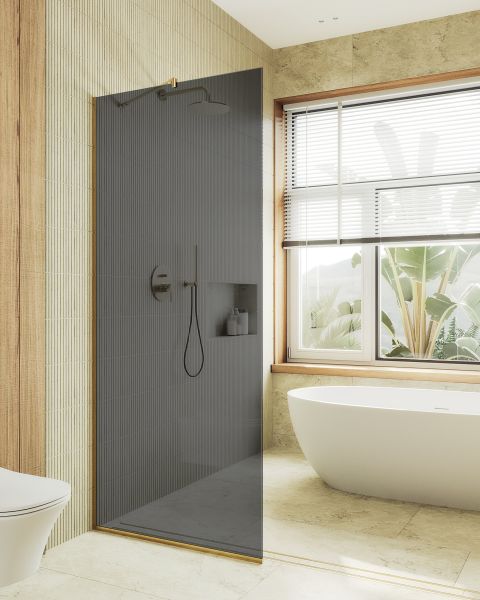Душевая перегородка MaybahGlass MGD-698-3у 79см золото
