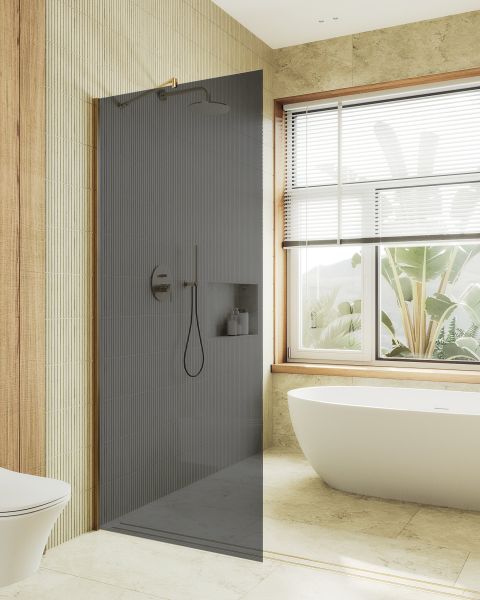 Душевая перегородка MaybahGlass MGD-698-3ш 79см золото