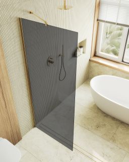 Душевая перегородка MaybahGlass MGD-698-3ш 79см золото Душевая перегородка MaybahGlass MGD-698-3ш 79см золото