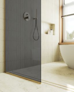 Душевая перегородка MaybahGlass MGD-698-3у 79см золото Душевая перегородка MaybahGlass MGD-698-3у 79см золото