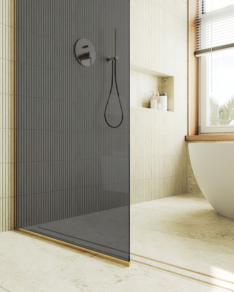 Душевая перегородка MaybahGlass MGD-698-3у 79см золото