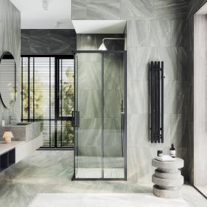 Душевой уголок MaybahGlass MGY-1324-6 100x100см чёрный/прозрачный