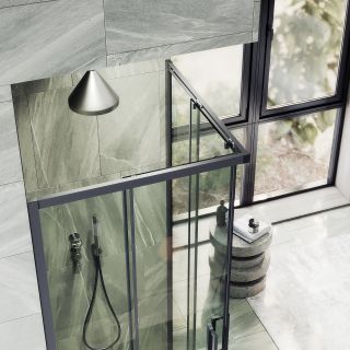 Душевой уголок MaybahGlass MGY-1323-6 90x90см чёрный/прозрачный