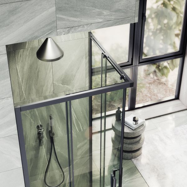 Душевой уголок MaybahGlass MGY-1324-6 100x100см чёрный/прозрачный
