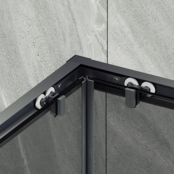 Душевой уголок MaybahGlass MGY-1334-6 100x100см чёрный/графит