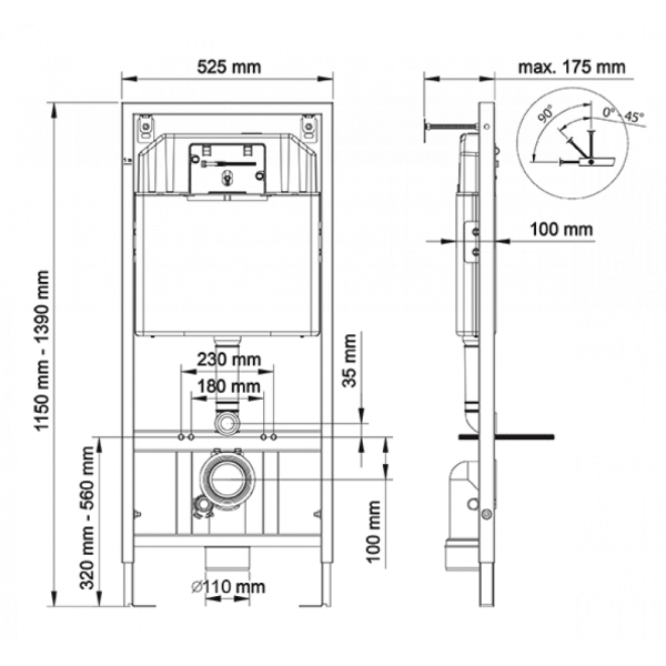 Комплект Berges 4в1 043262: инсталляция NOVUM525 кнопка D7 белая/хром унитаз Okus сиденье Toma Slim SO