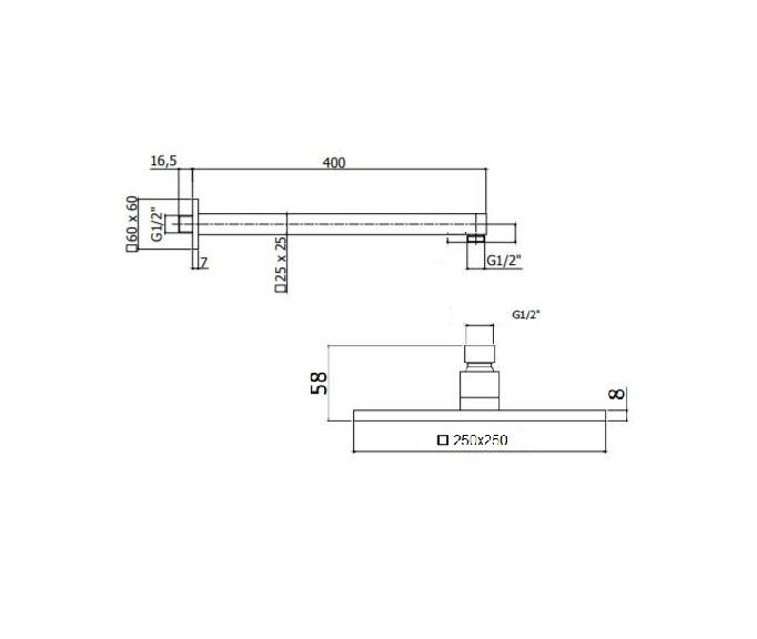 Верхний душ, хром Romano BelBagno ROM-SLD-CRM